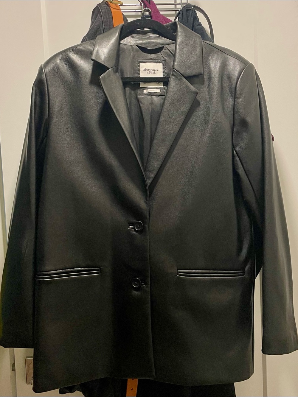 Abercrombie Faux Leather Blazer Jacket - Black